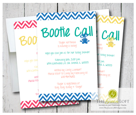 The Green Loft: Bootie Call, Baby Shower Invites