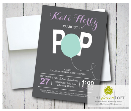 The Green Loft: About To Pop! Baby Shower Invites