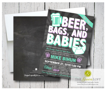The Green Loft: Beer, Bags, and Babies - Baby Shower Invites (For The Boys)