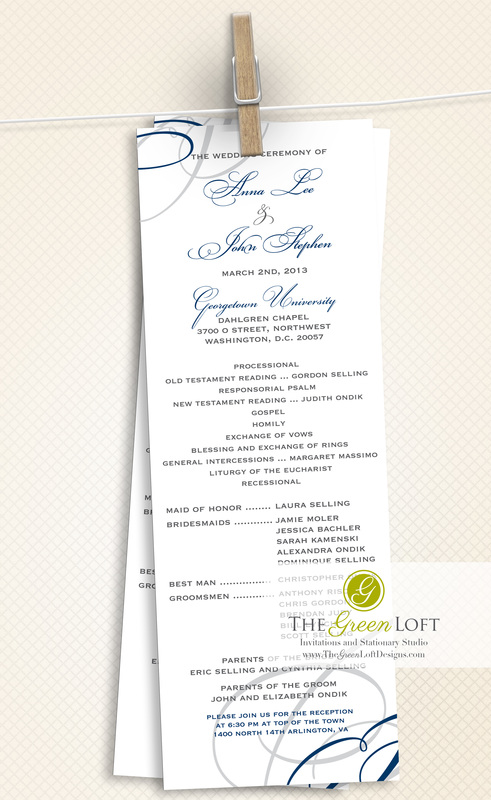 The Green Loft: Blue and Silver Wedding Programs